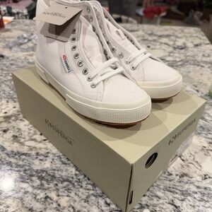 SUPERGA Shoes Women's Size 8 White 2750 Mid Cotton High Top Canvas NEW WITH BOX